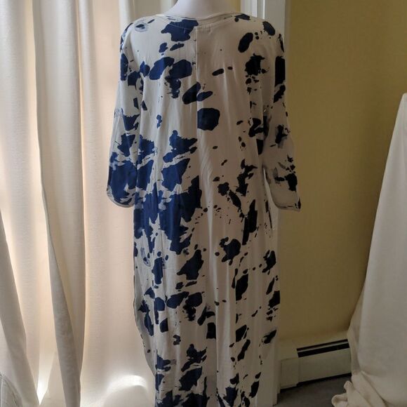 Snapdragon & Twig Small White Dress with Blue Splatter design, NEW - Picture 7 of 12